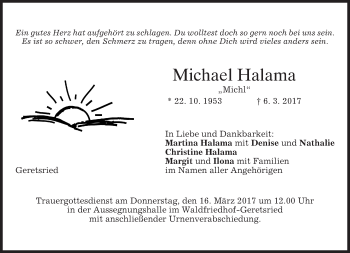 Traueranzeige von Michael Halama von merkurtz