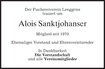 Traueranzeige von Alois Sanktjohanser von merkurtz