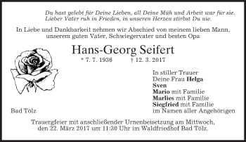 Traueranzeige von Hans-Georg Seifert von merkurtz