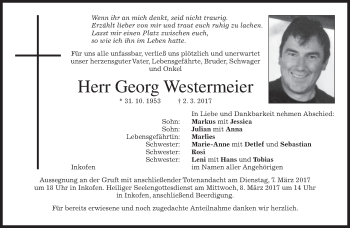 Traueranzeige von Georg Westermeier von merkurtz