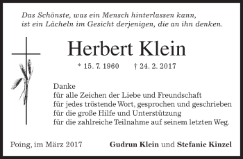 Traueranzeige von Herbert Klein von merkurtz