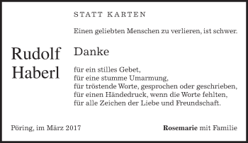 Traueranzeige von Rudolf Haberl von merkurtz
