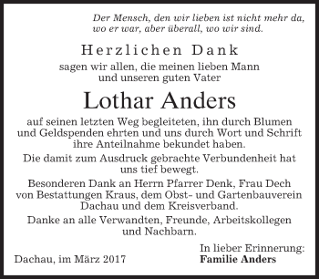 Traueranzeige von Lothar Anders von merkurtz