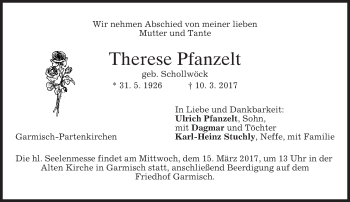 Traueranzeige von Therese Pfanzelt von merkurtz