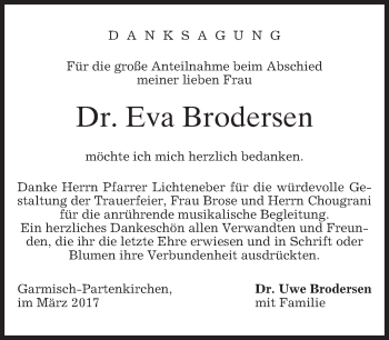 Traueranzeige von Eva Brodersen von merkurtz