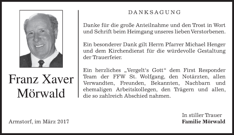  Traueranzeige für Franz Xaver Mörwald vom 11.03.2017 aus merkurtz