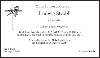 Traueranzeige von Ludwig Strobl von merkurtz