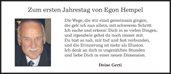 Traueranzeige von Egon Hempel von merkurtz