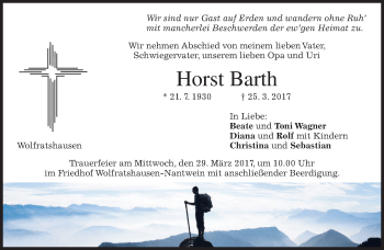 Traueranzeige von Horst Barth von merkurtz