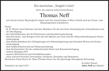 Traueranzeige von Thomas Neff von merkurtz