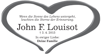 Traueranzeige von John F. Louisot von merkurtz