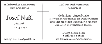 Traueranzeige von Josef Naßl von merkurtz