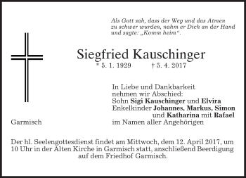 Traueranzeige von Siegfried Kauschinger von merkurtz