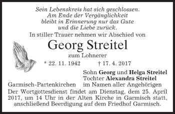 Traueranzeige von Georg Streitel von merkurtz
