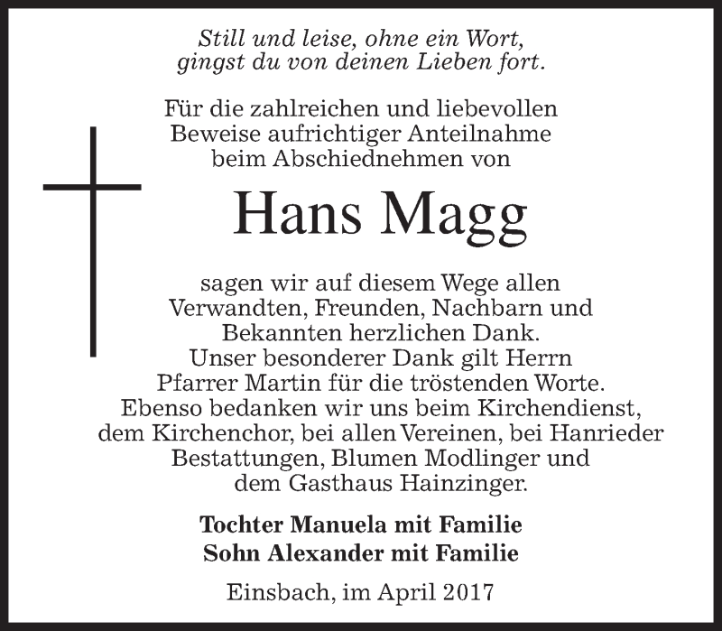 Traueranzeigen von Hans Magg | trauer.merkur.de