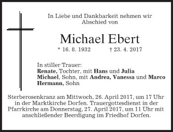 Traueranzeige von Michael Ebert von merkurtz