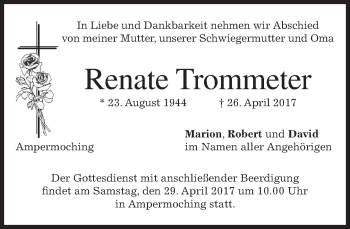 Traueranzeige von Renate Trommeter von merkurtz