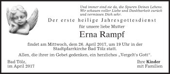 Traueranzeige von Erna Rampf von merkurtz