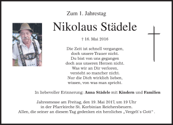 Traueranzeige von Nikolaus Städele von merkurtz