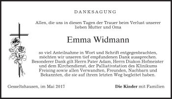 Traueranzeige von Emma Widmann von merkurtz