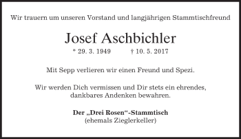 Traueranzeige von Josef Aschbichler von merkurtz