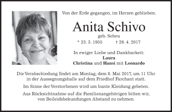 Traueranzeige von Anita Schivo von merkurtz