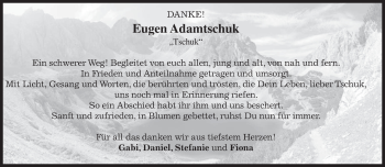 Traueranzeige von Eugen Adamtschuk von merkurtz