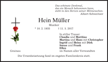 Traueranzeige von Hein Müller von merkurtz