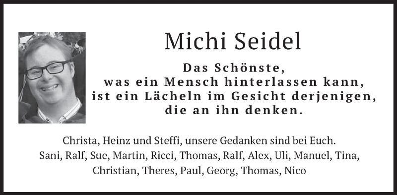  Traueranzeige für Michi Seidel vom 24.05.2017 aus merkurtz