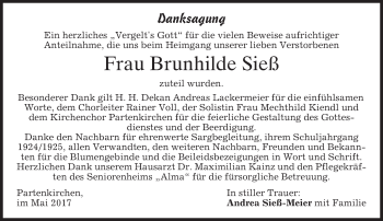 Traueranzeige von Brunhilde Sieß von merkurtz
