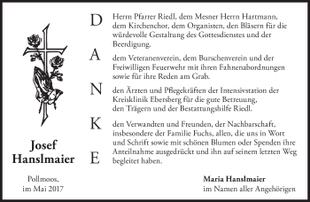 Traueranzeige von Josef Hanslmaier von merkurtz