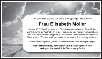 Traueranzeige von Elisabeth Moller von merkurtz