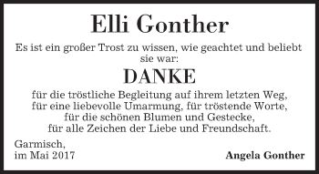 Traueranzeige von Elli Gonther von merkurtz