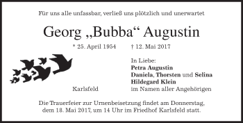 Traueranzeige von Georg Augustin von merkurtz