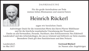 Traueranzeige von Heinrich Rückerl von merkurtz