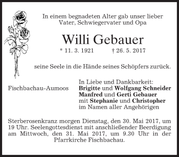 Traueranzeige von Willi Gebauer von merkurtz