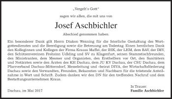 Traueranzeige von Josef Aschbichler von merkurtz