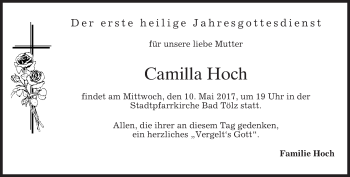 Traueranzeige von Camilla Hoch von merkurtz