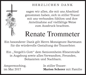 Traueranzeige von Renate Trommeter von merkurtz
