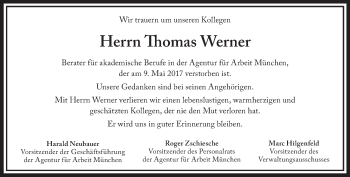 Traueranzeige von Thomas Werner von merkurtz