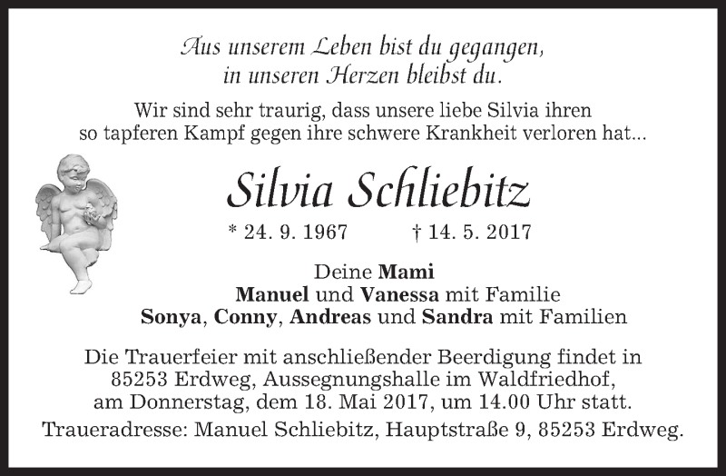  Traueranzeige für Silvia Schliebitz vom 17.05.2017 aus merkurtz