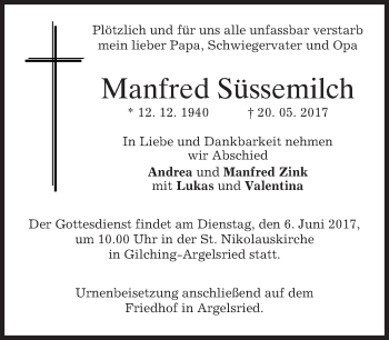 Traueranzeige von Manfred Süssemilch von merkurtz