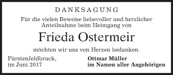Traueranzeige von Frieda Ostermeir von merkurtz