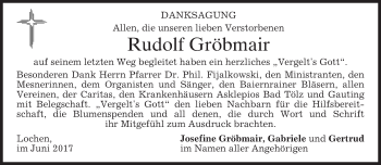 Traueranzeige von Rudolf Gröbmair von merkurtz