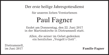 Traueranzeige von Paul Fagner von merkurtz