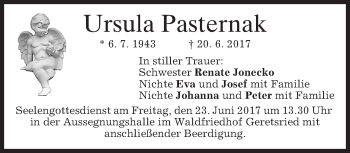 Traueranzeige von Ursula Pasternak von merkurtz
