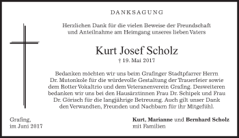 Traueranzeige von Kurt Josef Scholz von merkurtz