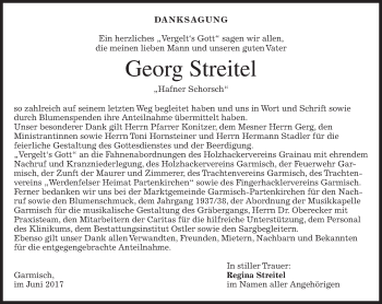 Traueranzeige von Georg Streitel von merkurtz