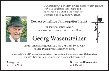 Traueranzeige von Georg Wasensteiner von merkurtz