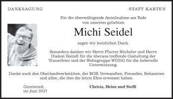 Traueranzeige von Michi Seidel von merkurtz
